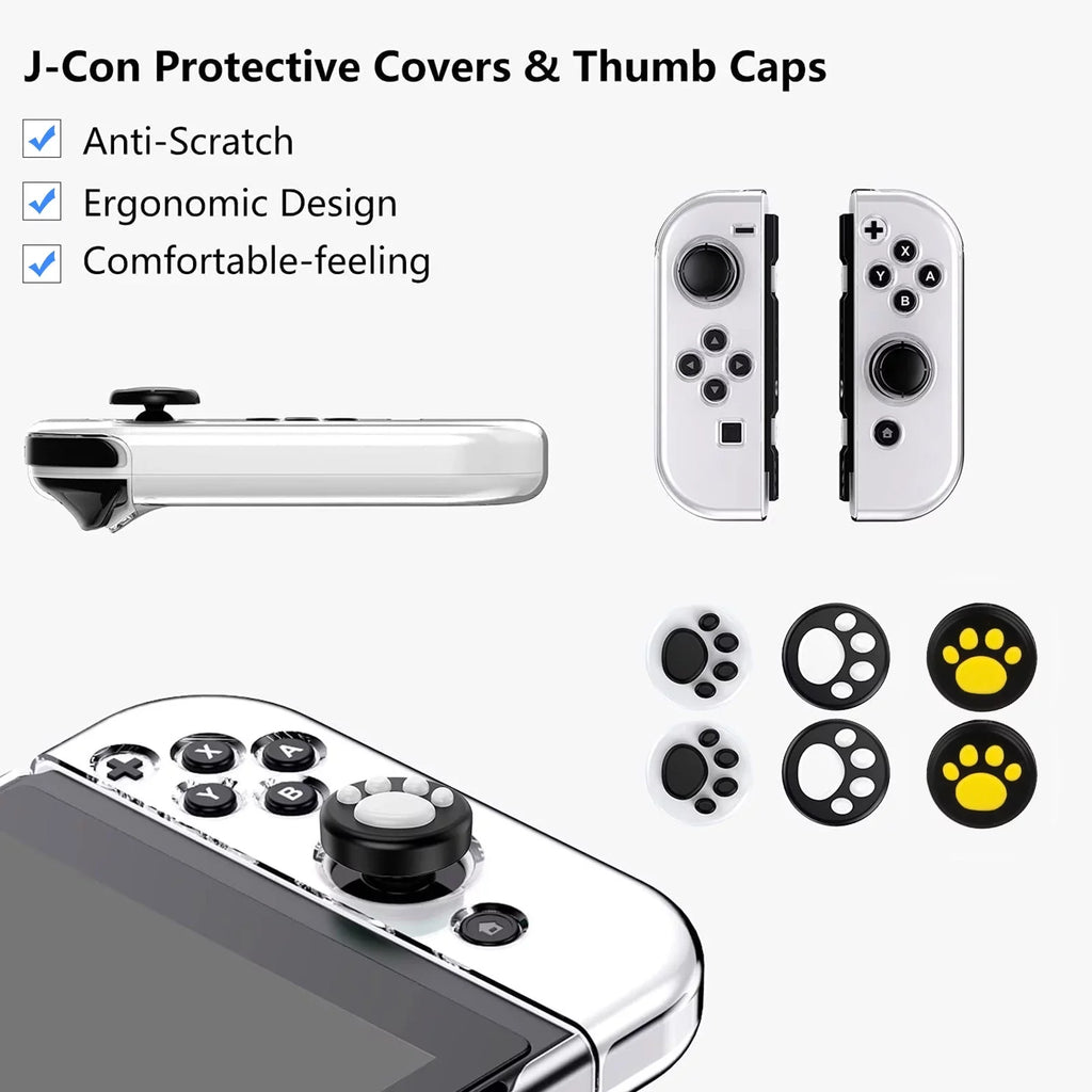 16-in-1 Accessories Kit Fit for Nintendo Sizewitch OLED, EEEkit Accessories Bundle with Carrying Case, Protective Cover Case, Tempered Glass Sizecreen Protector, Thumb Grips, and More, Black