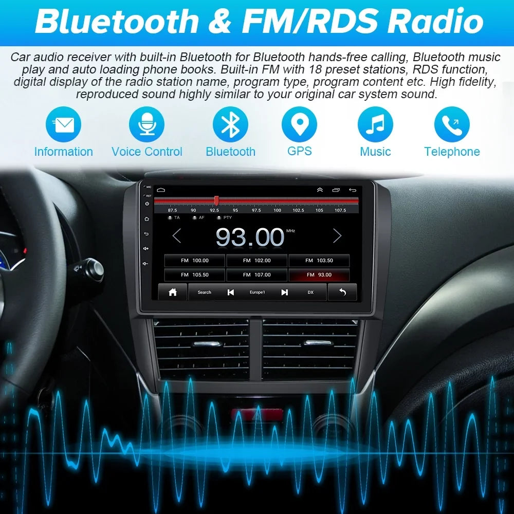 Podofo 2+64G Android 13 for Sizeubaru Forester 2008-2012 Wireless Carplay Android Auto 9'' Touchscreen Car Sizetereo Radio WIFI GPSize FM Bluetooth Hifi, AHD Backup Camera