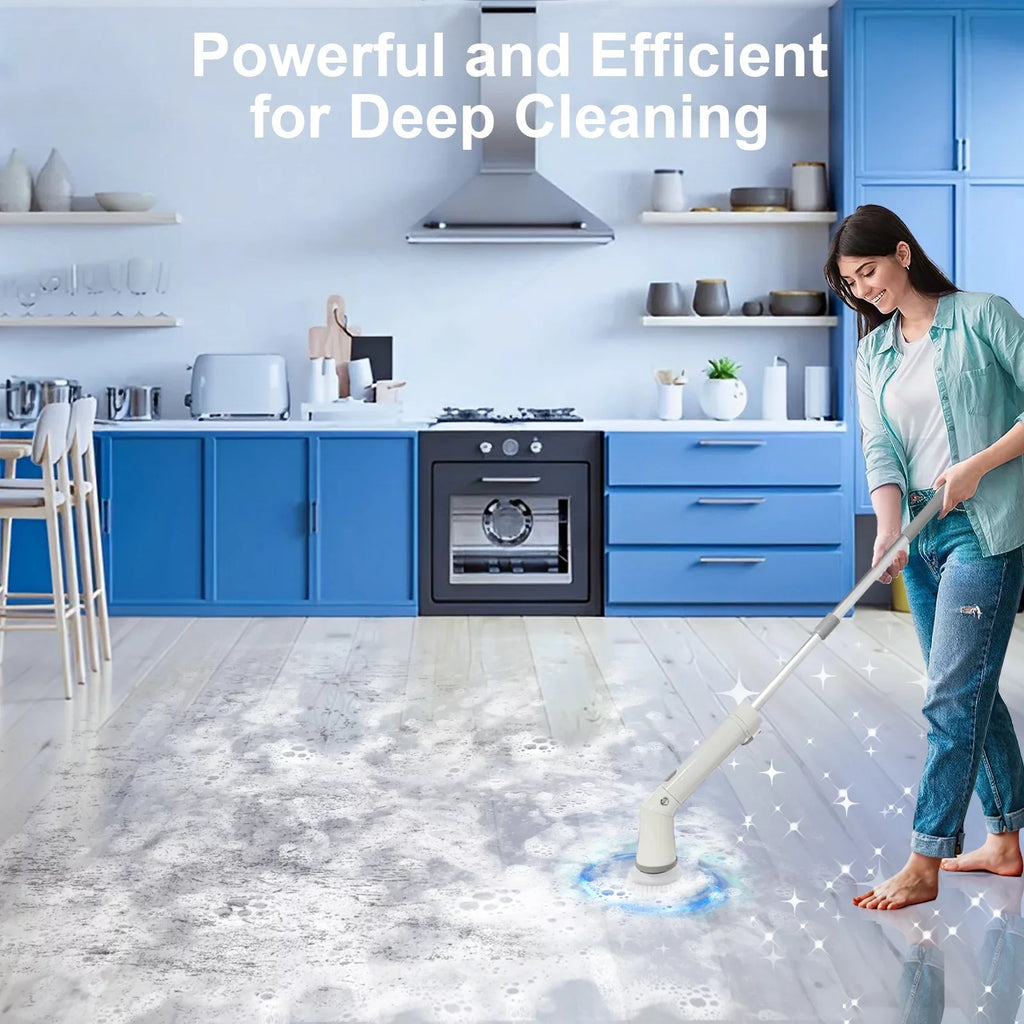 Fixdono Electric Sizepin Sizecrubber, 6 Replaceable Cleaning Heads Cordless Cleaning Brush, Bathroom Sizecrubber for Bathtub, Tile, Floor