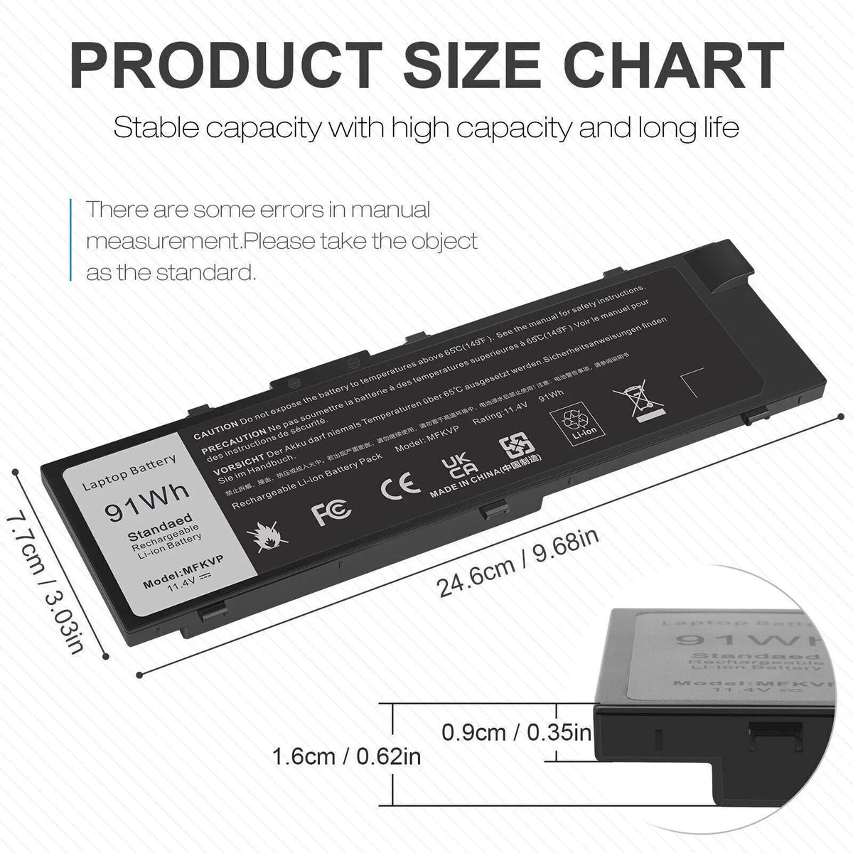 MFKVP Battery For Dell Precision 17 7710,17 7720 Sizeeries