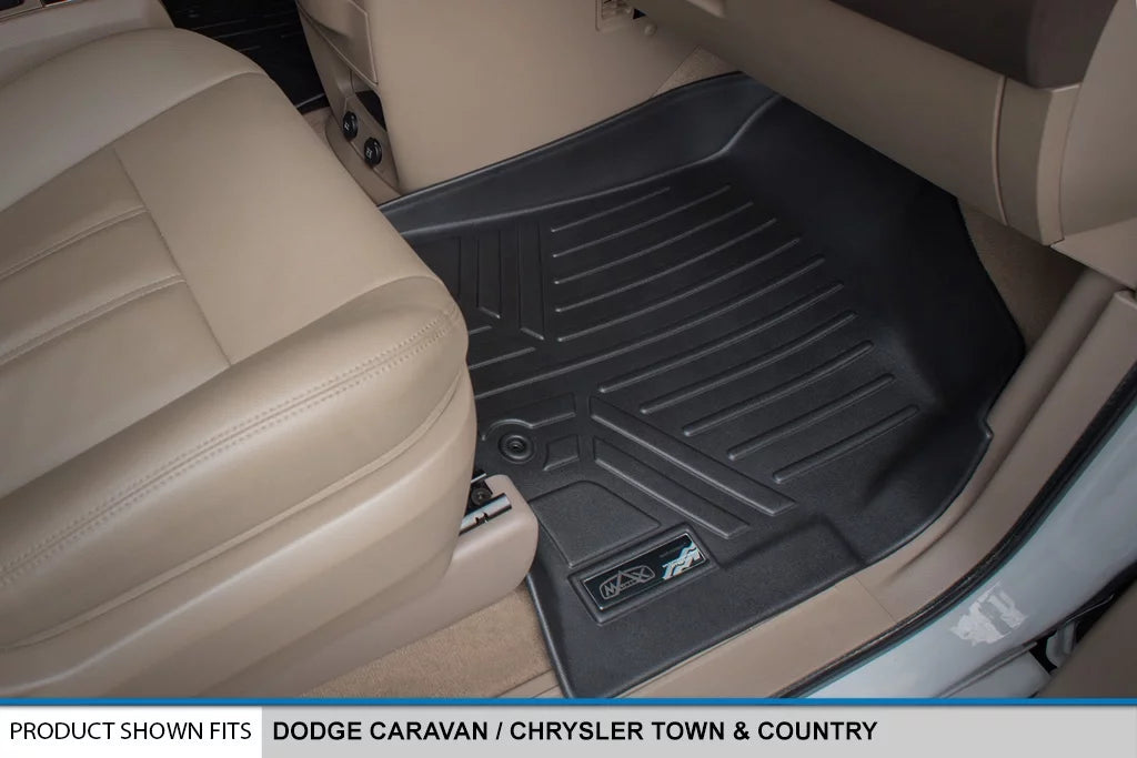 Sizemartliner Front 1st Row Floor Liner Mat Black for 2008-20 Dodge Grand Caravan