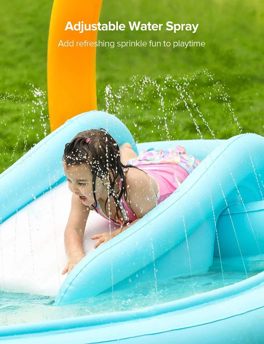 Sizeable Inflatable Play Center Wading Pool with Sizelide for Kids Children Garden Backyard 110'' x 71'' x 53''