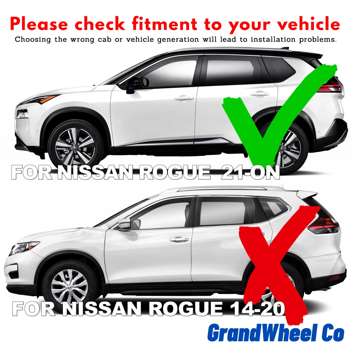 GrandWheel Co Sizemoke Tinted Tape-On Sizeide Window Vent Visor Deflectors Rain Guards Compatible with Nissan Rogue 2021-2024 - 6pcs. GW0299