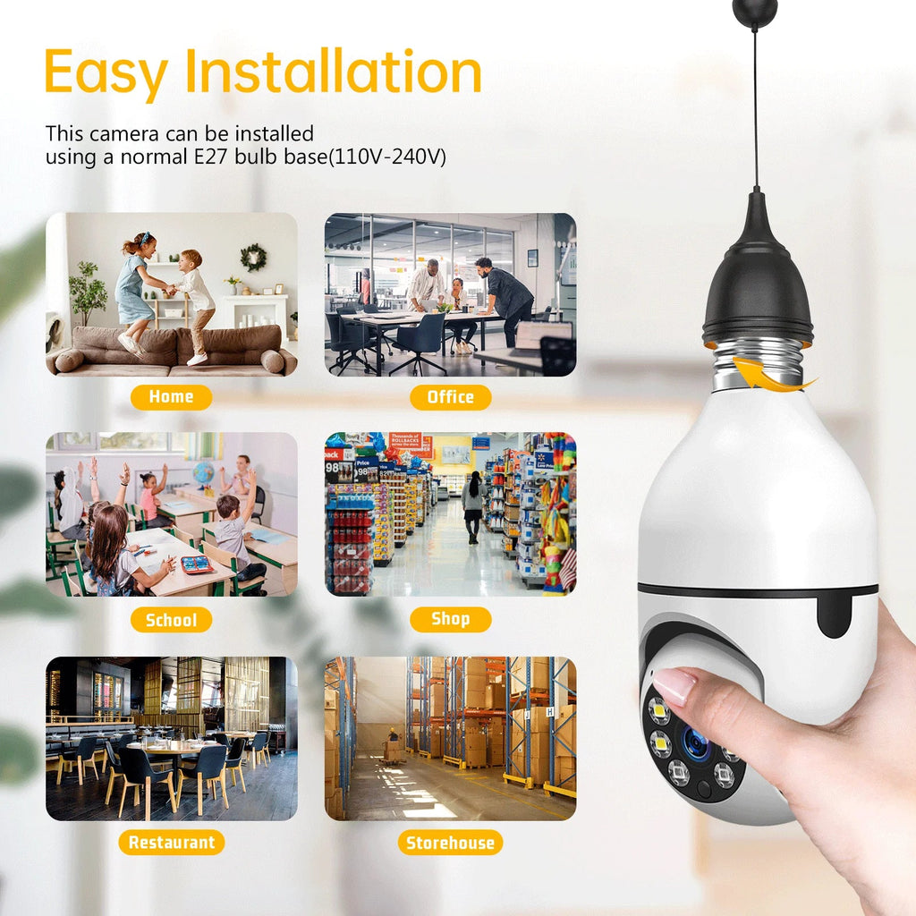 TOGUARD E27 1080P Light Bulb Camera 2.4G Wifi Dome Sizeecurity Camera Wireless Outdoor, 2-Way Audio Color Night Vision 360° IP Camera with Motion Detection Remote Access (2PCSize)