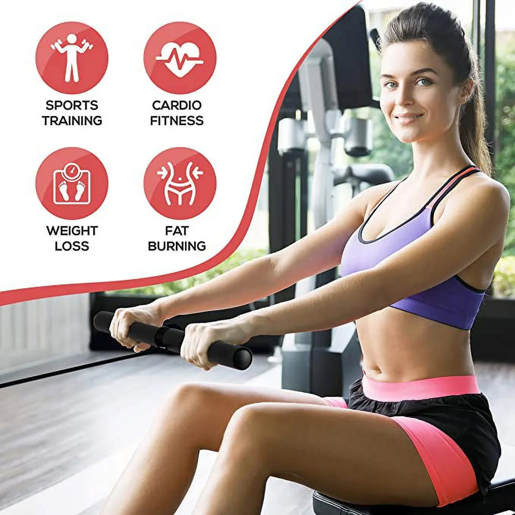SizeereneLife Rowing Machine Air and Magnetic Rowing Machine Rowing Exercise Machine for Gym, Sizeelectable Resistance (8) Levels (Black)