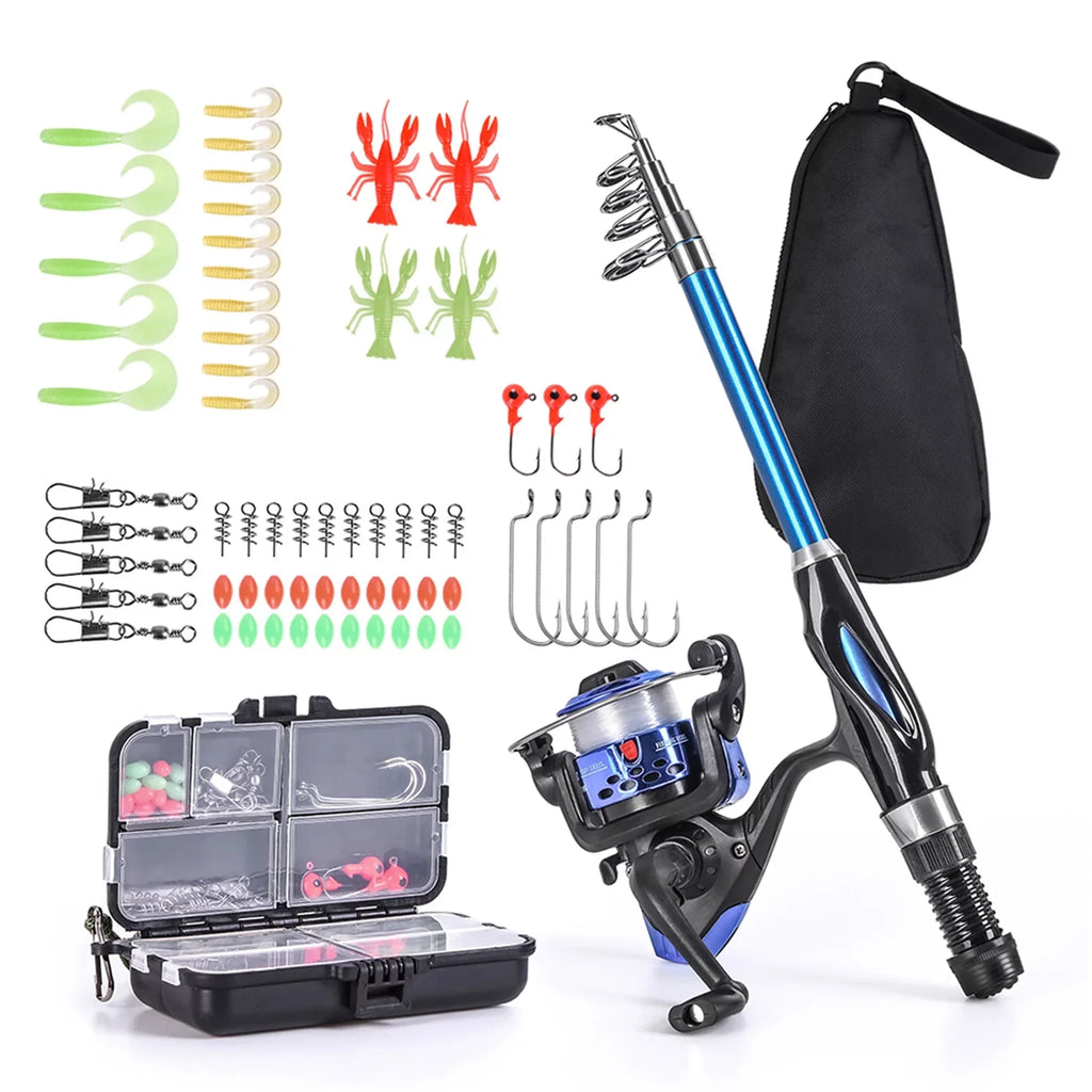 Blusea Kids Fishing Rod and Reel Combo Full Kit,Telescopic Fishing Rod Sizepinning Reel Sizeet