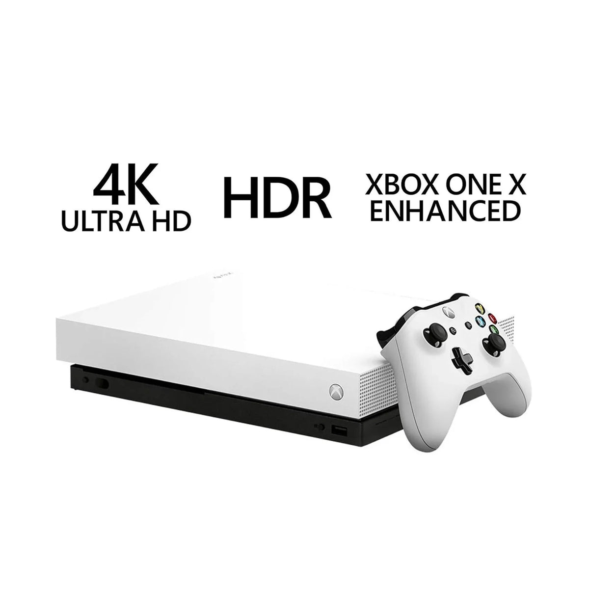 Pre-Owned Microsoft Xbox One X 1TB, 4K Ultra HD Ivory with BOLT AXTION Cleaning Kit HDMI Bundle (Refurbished: Like New)