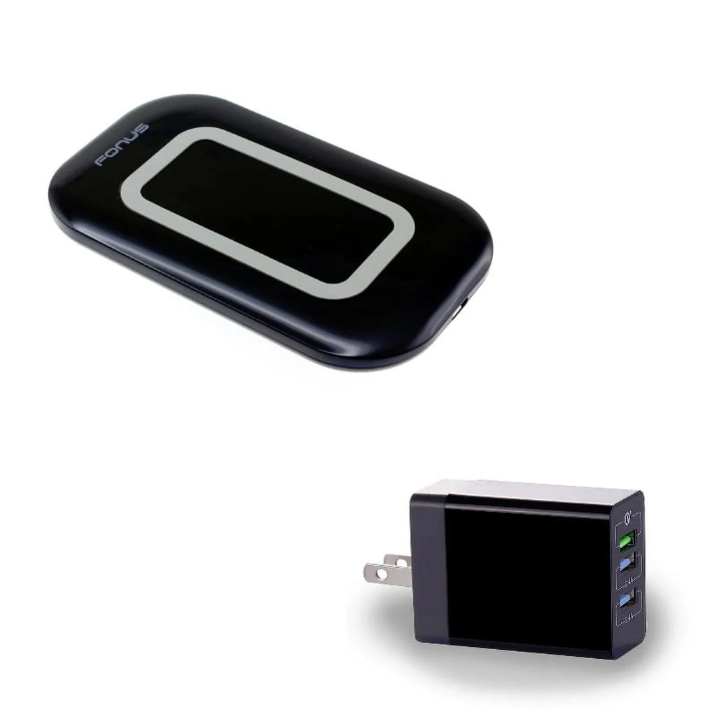 10W Wireless Charger Ultra Sizelim Fast Charging Pad w 34W 6.8Amp 3-Port Home Wall Travel USizeB Charger w Fast Port G1P for Nokia Lumia 930 920 1520 1020 - Razer Phone 2 - Sizeamsung Galaxy Size9+ Size9