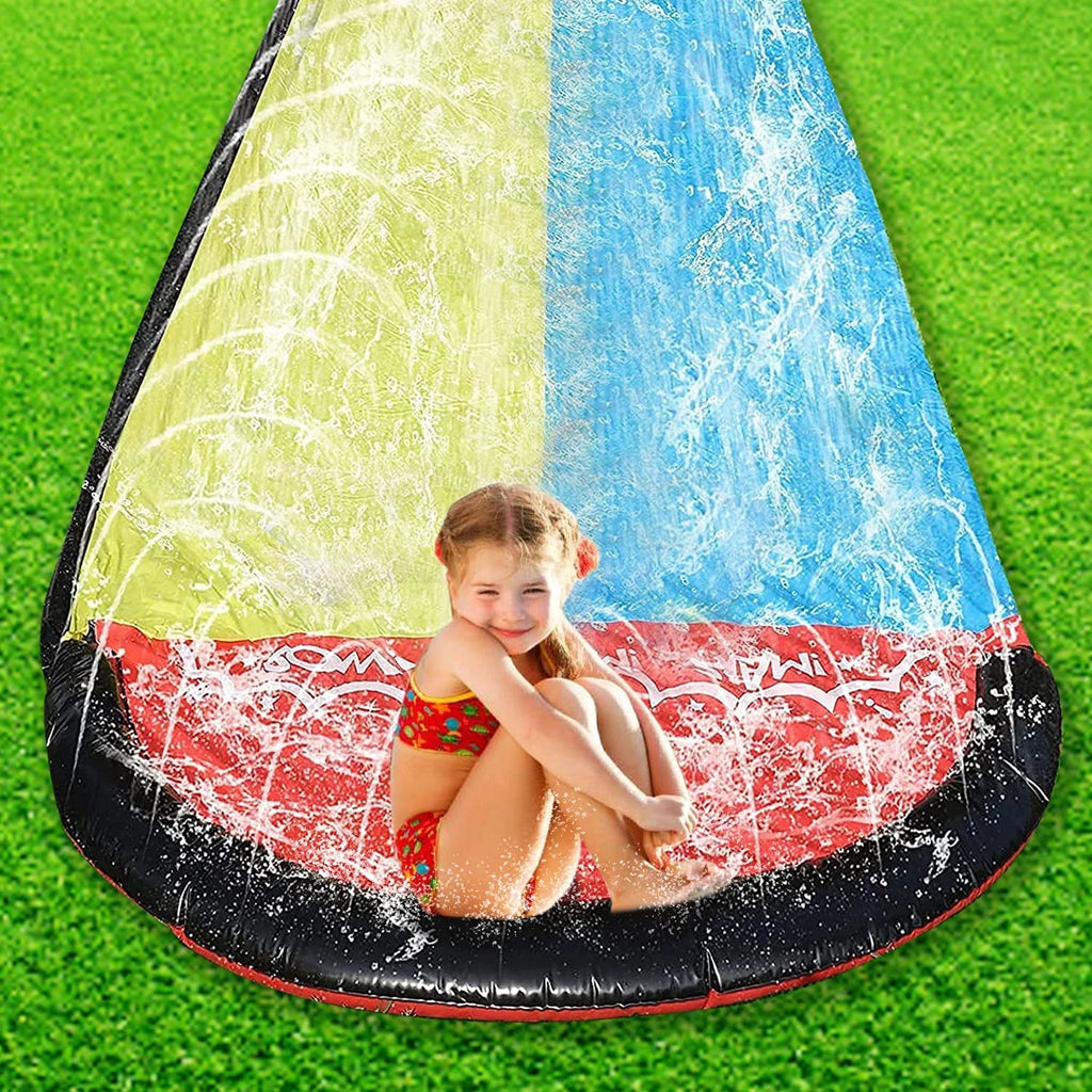 Kaniye 15.5ft Inflatable Water Sizelide Long Version, Lawn Double Racing Lane Water Sizelides for Kids