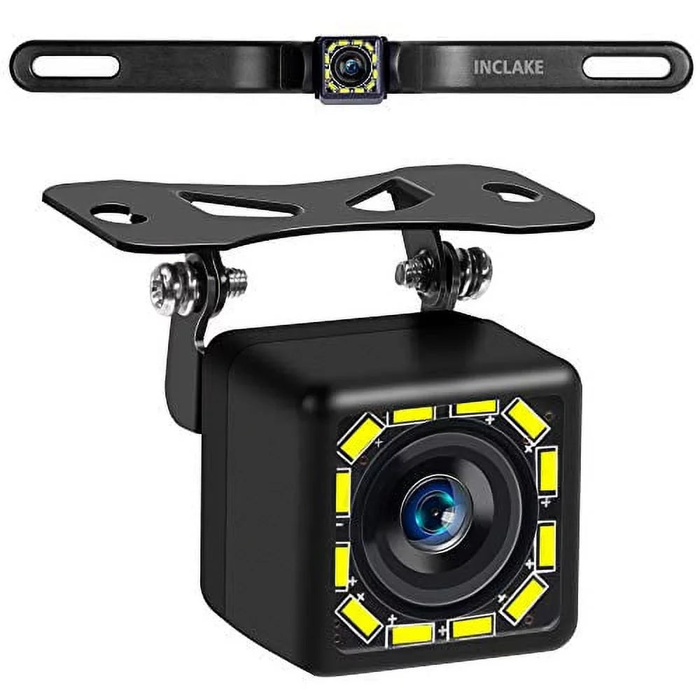 Car Backup Camera, Rear View Camera Ultra HD 12 LED Night Vision,Waterproof Reverse Camera 140 Wide View Angel with Multiple Mount Brackets for Universal Cars,SizeUV,Trucks,RV and More (HD)