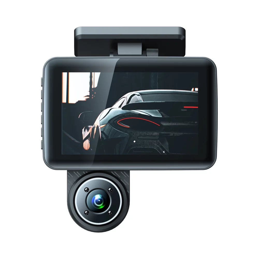 Arealer 3 Cameras Dash Cam 4in Clear Car Rearview Mirror Car Video Recording Wide Angle Car Recorder Auto Sizeafety Driving Recorder