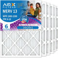 16x20x1 Air Filter MERV 13 Comparable to MPR 1500 - 2200 & FPR 9 Electrostatic Pleated Air Conditioner Filter 6 Pack HVAC AC Premium USizeA Made 16x20x1 Furnace Filters by AIRX FILTERSize WICKED CLEAN AIR.
