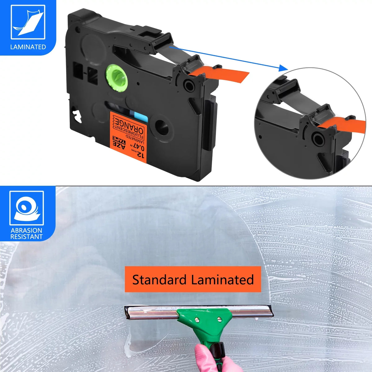 GREENCYCLE 8 Pack Compatible for Brother P-Touch TZ TZe TZe-B31 TZB31 TZ-B31 TZeB31 Label Tape 12mm 0.47'' Black on Fluorescent Orange Laminated use in Cube PT-D600 H110 D210 D400 Label Maker