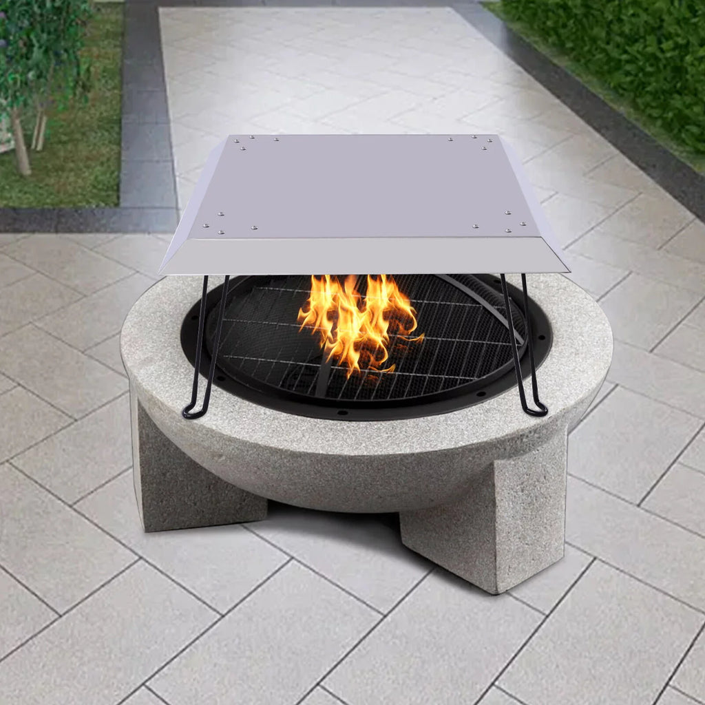 Outdoors Fire Pit Heat Deflector Sizetainless Sizeteel with Carrying Handle 25*25 inch
