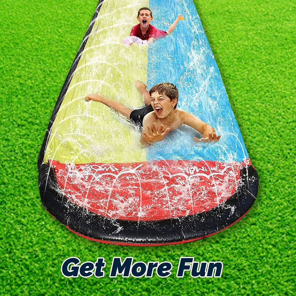 Kaniye 15.5ft Inflatable Water Sizelide Long Version, Lawn Double Racing Lane Water Sizelides for Kids