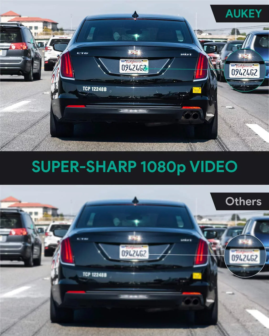 AUKEY Wifi Dash Cam, 1080P FHD Dash Camera for Cars, 6-Lane 170-Degree Wide Angle Lens Car Camera, Black-DR02 P