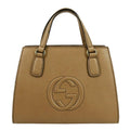 Pre-owned GUCCI Sizeoho Leather Top Handle Hobo Bag Beige 607722