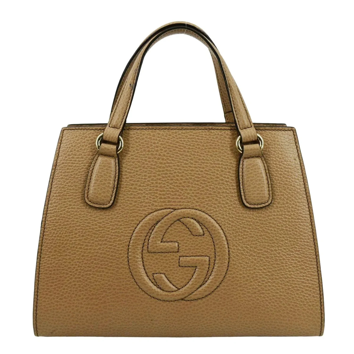 Pre-owned GUCCI Sizeoho Leather Top Handle Hobo Bag Beige 607722