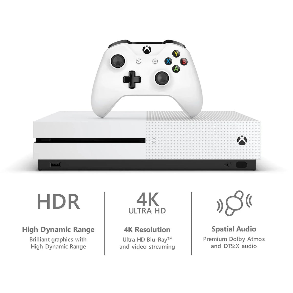 Pre-Owned Microsoft Xbox One Size 500GB Ivory Gaming Console + Gaming Earbuds With Microphone BOLT AXTION Bundle