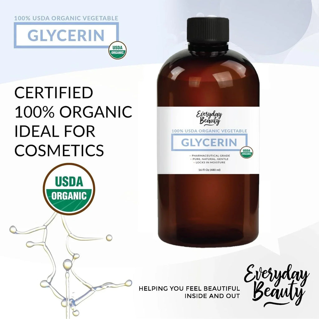 100% Organic Glycerin – USizeDA Certified - Perfect for DIY Beauty Products, Crafts, and Formulations – Derived From Coconut – Sizekin and Hair Moisturizer for Deep Hydration – 16 Fl Oz