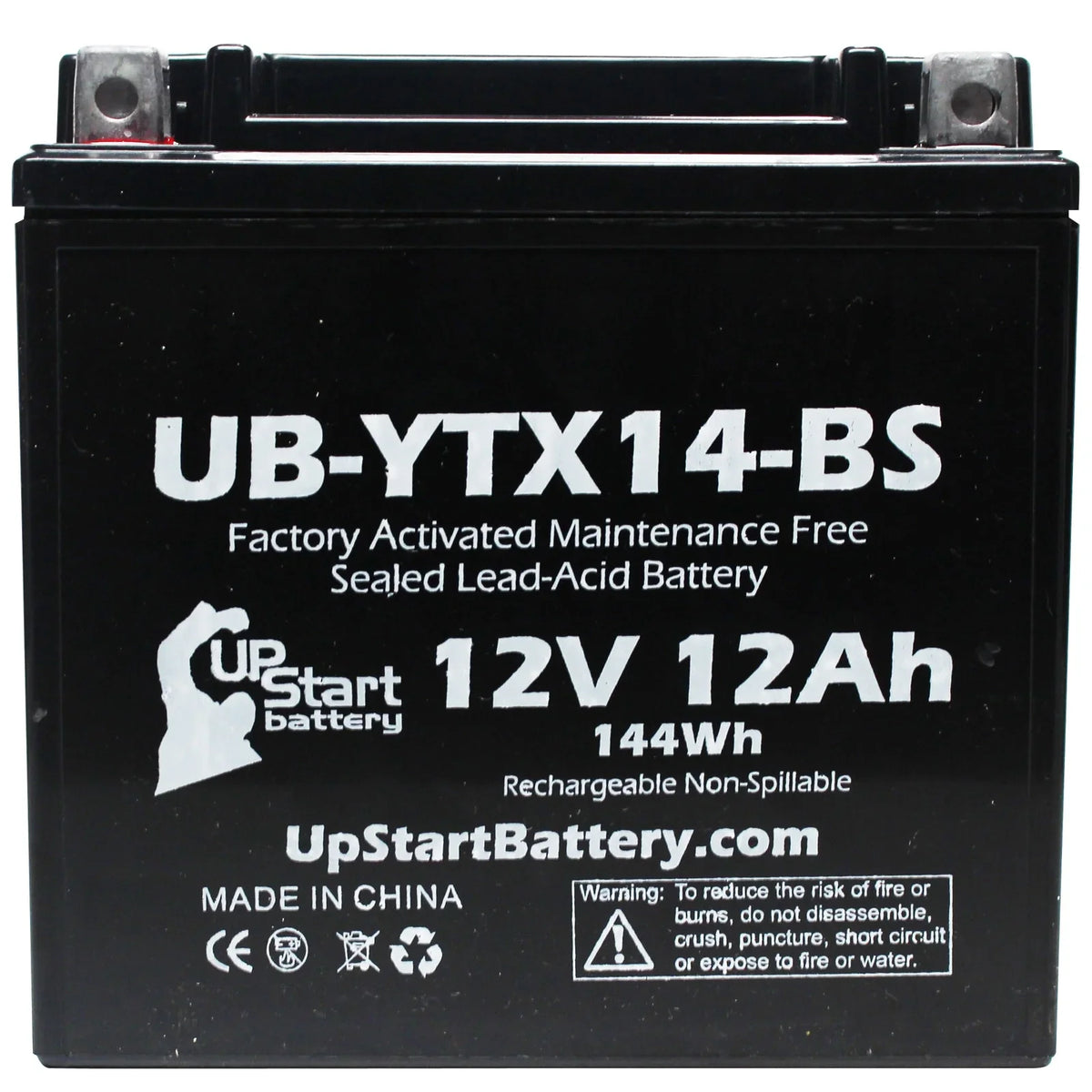 5-Pack UpSizetart Battery Replacement for 1998 Yamaha YZF1000R 1000 CC Factory Activated, Maintenance Free, Motorcycle Battery - 12V, 12AH, UB-YTX14-BSize