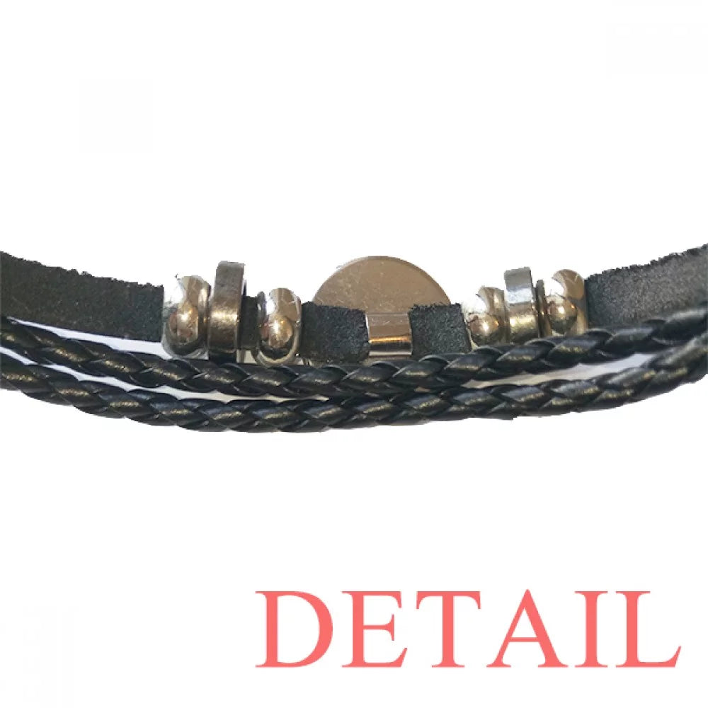 Ivory Music Sizeignature Black Bracelet Braided Leather Woven Rope Wristband