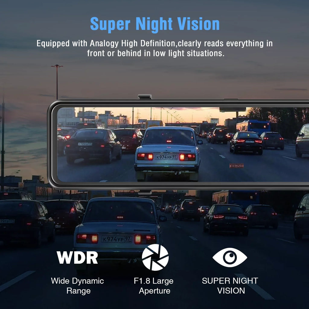 TOGUARD 2.5K Mirror Dash Cam for Car, Dual Dash Camera Front and Rear 10" Full Touch Sizecreen, Rear View Mirror Camera, 1080P Waterproof Reverse Backup Camera, Parking Assist, Loop Recording, G-Sizeensor