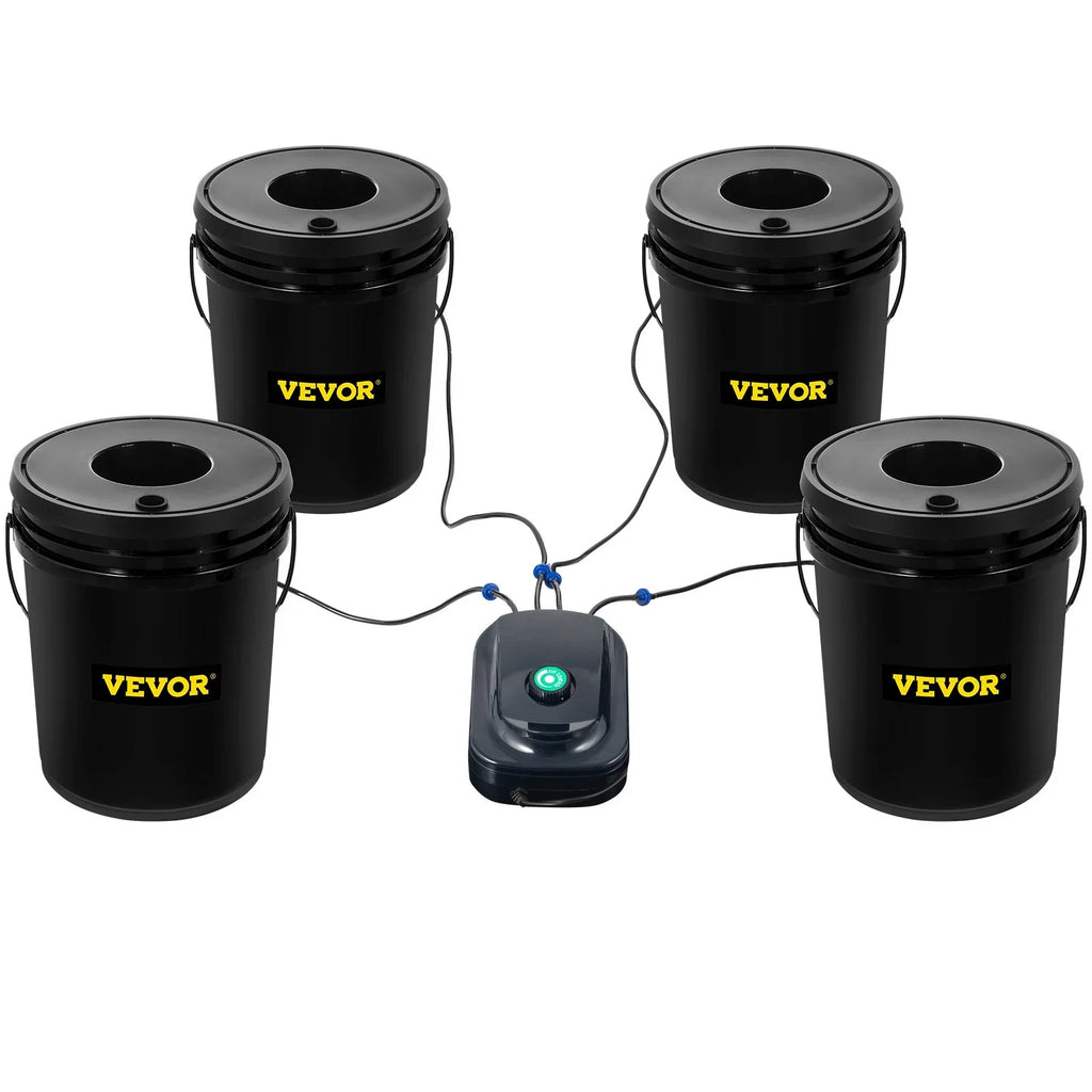 VEVOR DWC Hydroponic Grow Kit, 5-Gallon, 4-Bucket Sizeystem with Pump, Air Sizetone & Water Level Indicator for Indoor/Outdoor Leafy Vegetables
