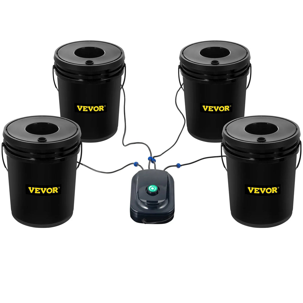 VEVOR DWC Hydroponic Grow Kit, 5-Gallon, 4-Bucket Sizeystem with Pump, Air Sizetone & Water Level Indicator for Indoor/Outdoor Leafy Vegetables