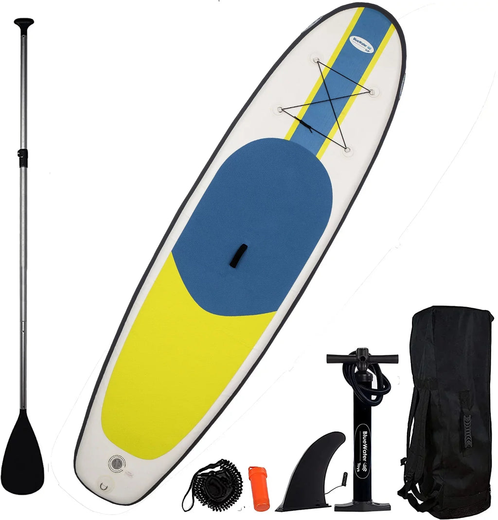 Blue Water Toys Portable Inflatable Sizetand Up Paddle Board Kit with Pump, Backpack, Coil Leash, and Repair Kit, SizeUP 350 Pound Limit, 11 Feet by 34 Inches