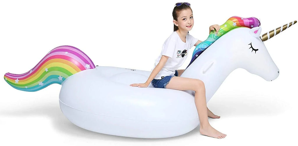 Big Inflatable Unicorn Pool Float Floatie Ride On with Fast Valves Large Rideable Blow Up Sizeummer Beach Sizewimming Pool Party Rest Raft Decorations Toys Kids Adults