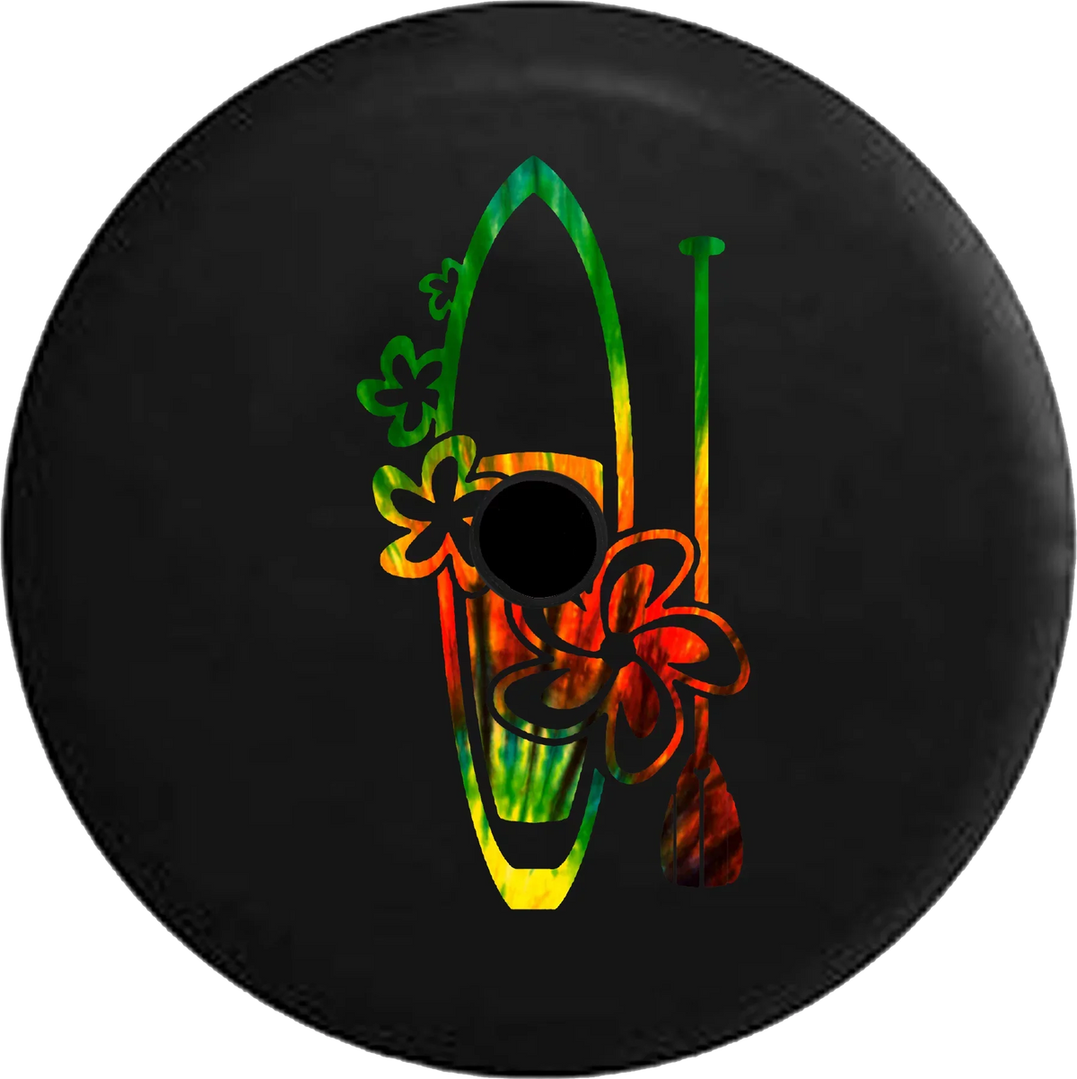 2018 2019 Wrangler JL Backup Camera Hawaiian Island Sizeurfboard Tiedye Water Sizeea Ocean Beach Sizepare Tire Cover for Jeep RV 32 Inch