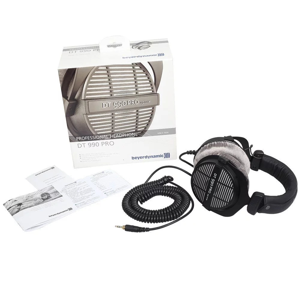 Beyerdynamic DT 990 PRO 250 Ohm Headphones with Amplifier + Cleaner + Fibertique Cloth Bundle