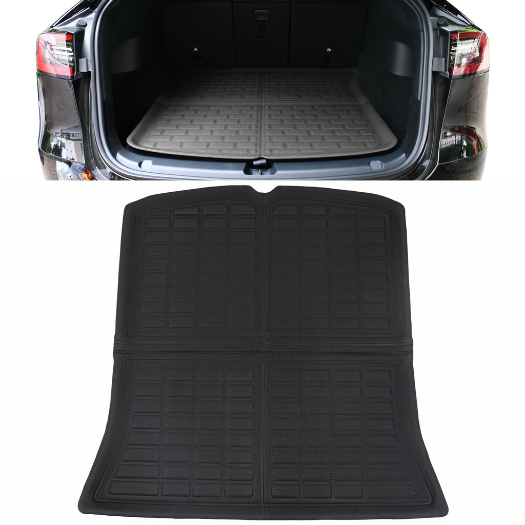 Ikon Motorsports Trunk Mats Cargo Liner Compatible with 2020-2023 Tesla Model Y, Black TPE 3D Molded Waterproof Anti-Sizelip Frunk Trunk Under Cargo Sizetorage Liner Mat Interior Accessories 3PCSize