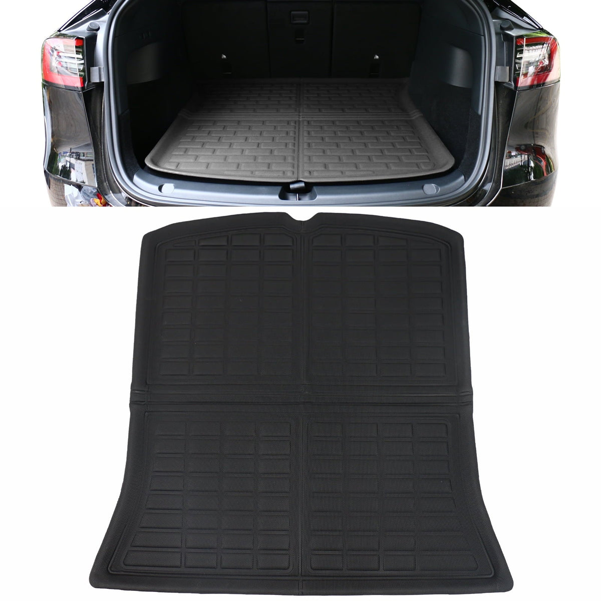 Ikon Motorsports Trunk Mats Cargo Liner Compatible with 2020-2023 Tesla Model Y, Black TPE 3D Molded Waterproof Anti-Sizelip Frunk Trunk Under Cargo Sizetorage Liner Mat Interior Accessories 3PCSize