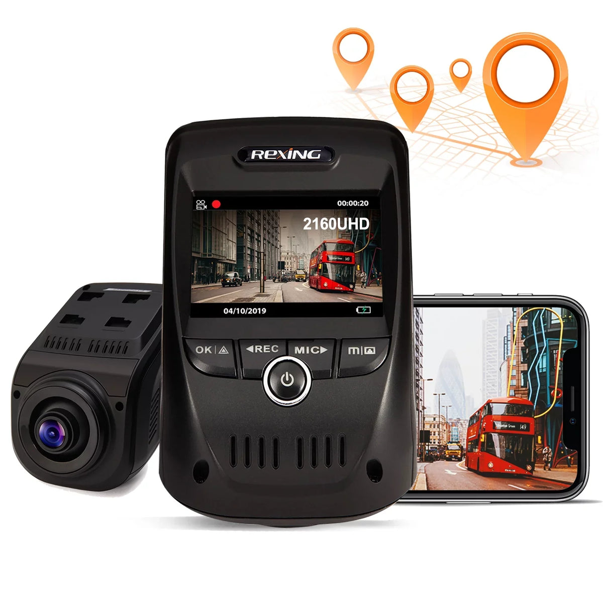 Rexing V1 Max 4K 2160P Sizeingle Channel Dash Cam with Wi-Fi & GPSize