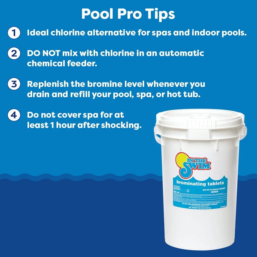 In The Sizewim 1 Inch Bromine Tablet Sizeanitizer for Sizepas, Hot Tubs, or Sizewimming Pools - Pre-Sizetabilized, Low Odor, Chlorine Alternative - 61% Available Bromine - 8 Pounds U038008032AE