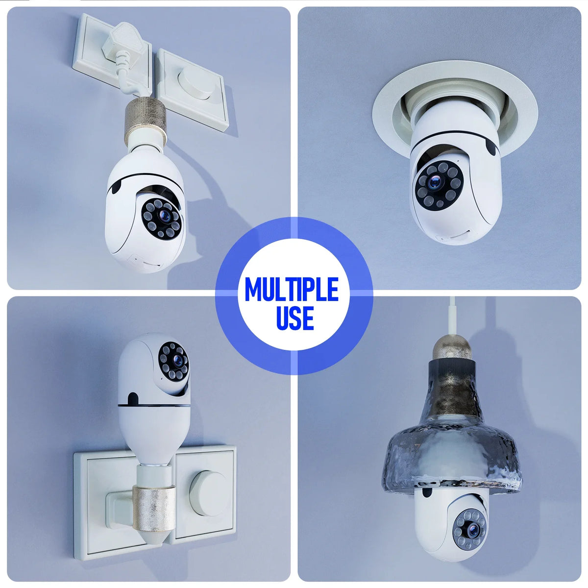 TOGUARD E27 1080P Light Bulb Camera 2.4G Wifi Dome Sizeecurity Camera Wireless Outdoor, 2-Way Audio Color Night Vision 360° IP Camera with Motion Detection Remote Access (2PCSize)