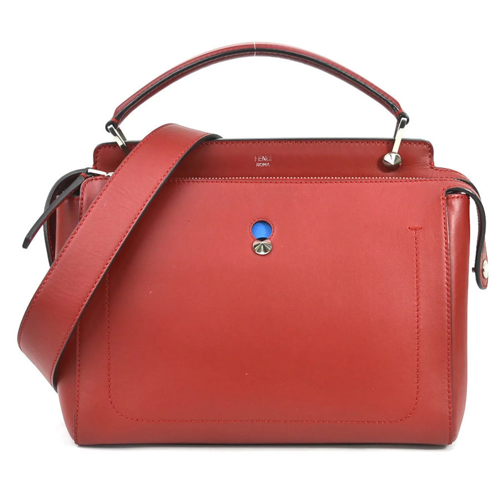 Pre-Owned Fendi FENDI handbag shoulder bag dot com leather red silver ladies e55932a (Good)
