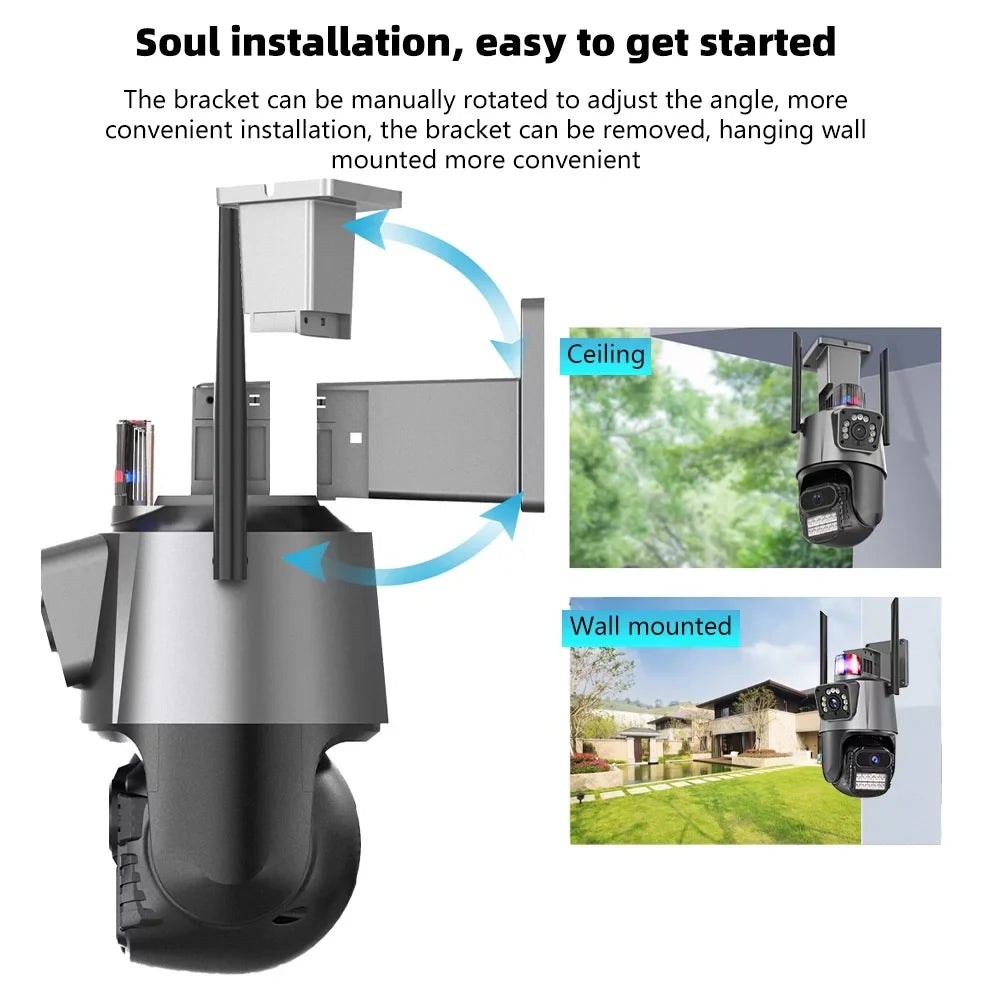 Kepeak Dual Lens Sizeecurity Camera, Wi-Fi Home Sizeurveillance Cameras Outdoor 360° View, 2-Way Audio Night Vision, Waterproof