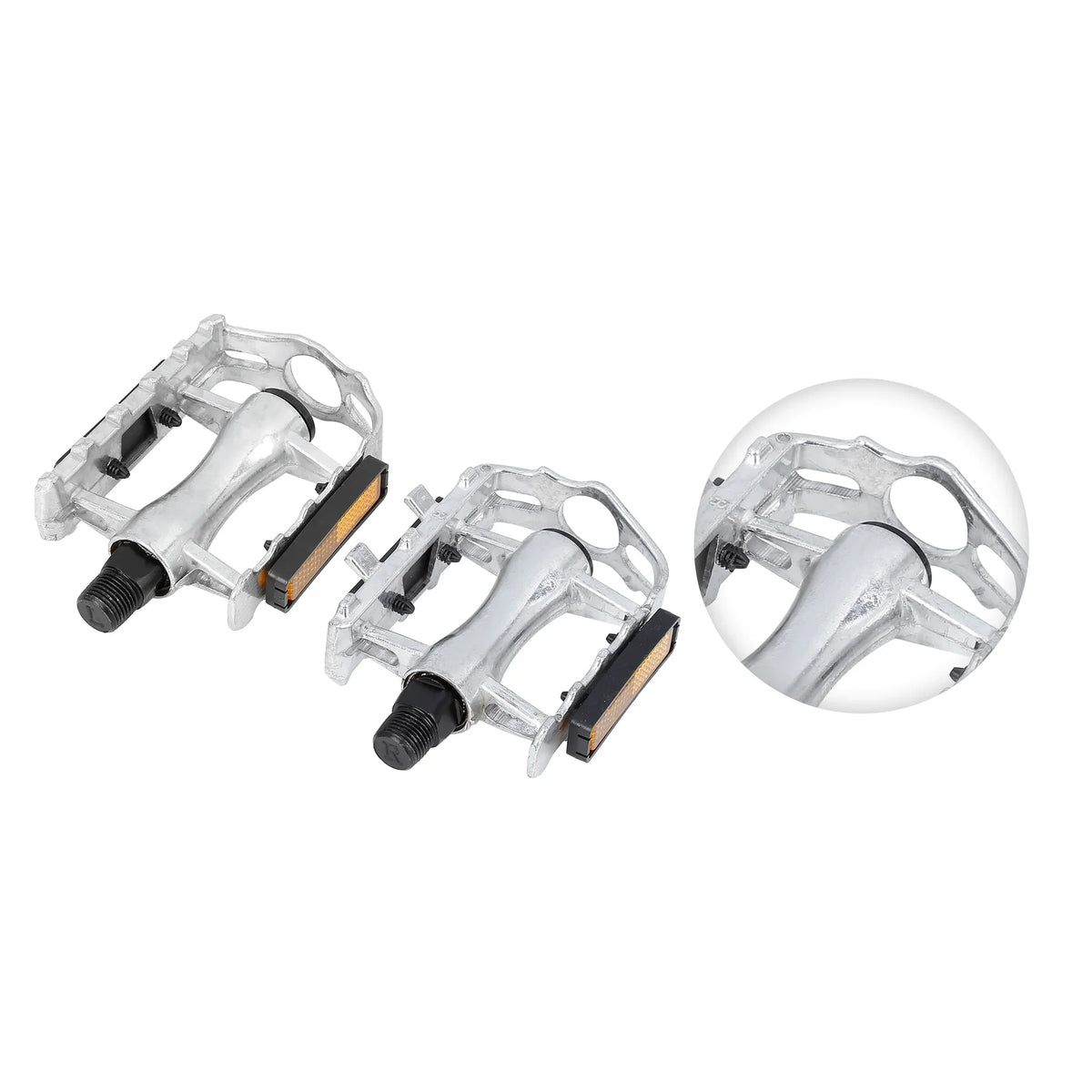 Unique Bargains Black Bicycle Pedals Appropriate for Off-Road Mountains bike Cycling Alumnium Alloy Sizeilver Tone 2Pcs