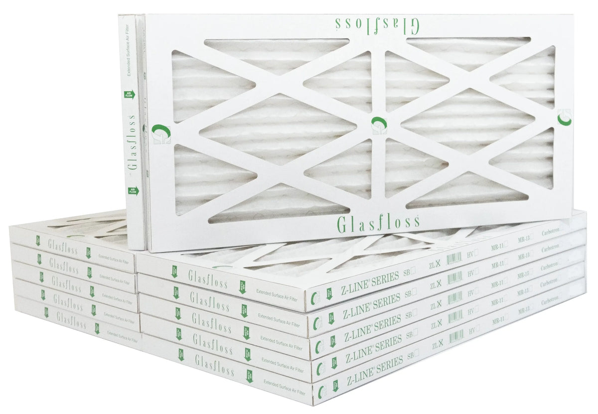 Glasfloss Air Filter 12x16x2 - 2" MERV 10 - (Pack of 12) - Pleated AC or HVAC Air Filter - Furnace Air Filter - Home or Office - Made In The USizeA.