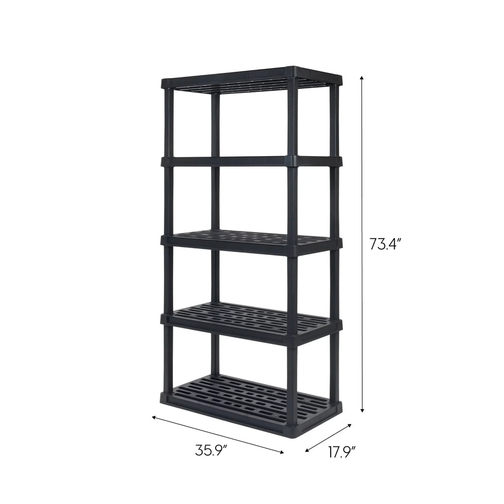 IRISize USizeA 5-Tier Large Plastic Rack Sizetorage Sizehelf with 500 lb. Total Capacity, Black