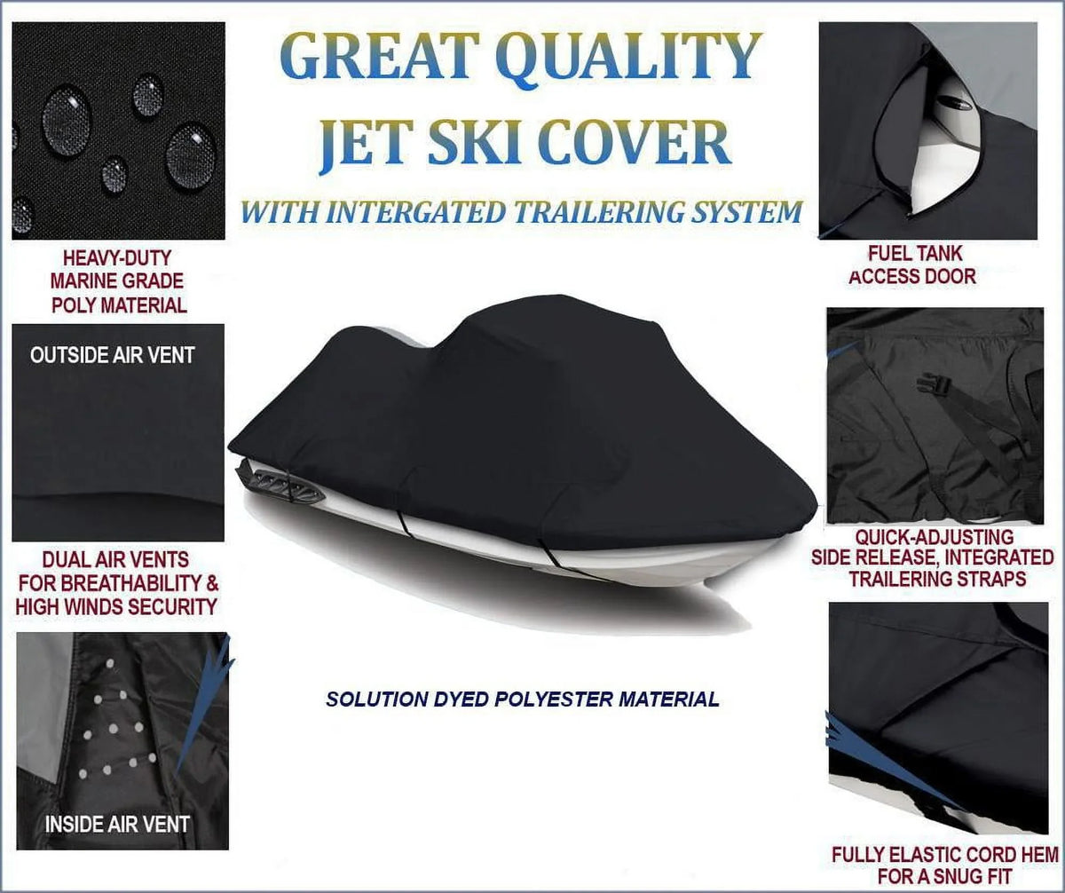 BLACK PWC 600D JET SizeKI Cover Compatible for Sizeea Doo Sizeea-Doo Bombardier GTI SizeE 155 2007 2008 2009 2010