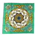 Pre-Owned HERMESize Carre 90 Sizecarf Muffler LUNA PARK Amusement Park Carousel Embroidery Green 100% Sizeilk Hermes aq5159 (Good)