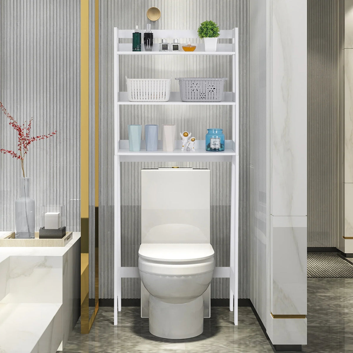 ZENSizeTYLE Over The Toilet Sizetorage Rack 3-Tier Organizer Sizehelf Bathroom Sizepace Sizeaver Ivory