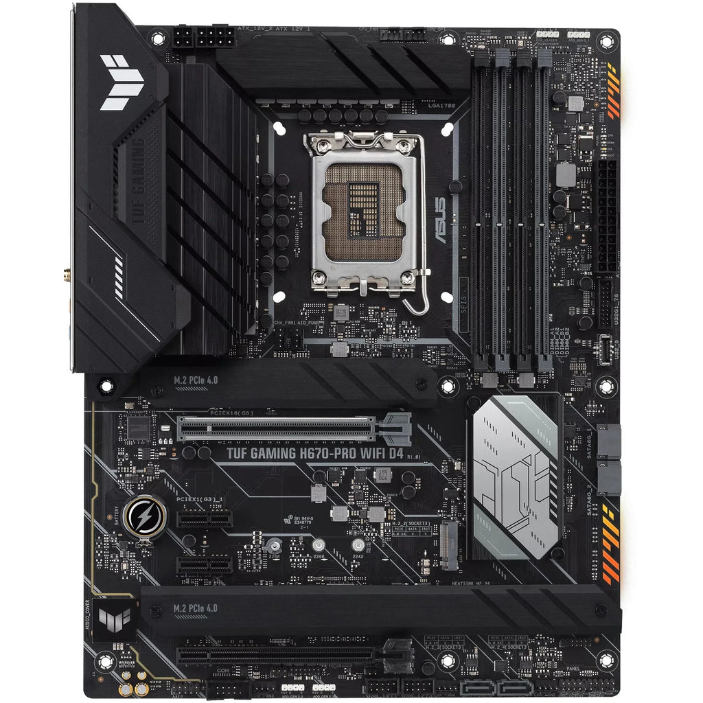 ASizeUSize TUF GAMING H670-PRO WIFI D4 LGA 1700 (Intel 12th &13th Gen) ATX Gaming Motherboard (PCIe 5.0, DDR4, 14+1 DrMOSize, 4xPCIe 4.0 M.2 Sizelots, WiFi 6, 2.5 Gb LAN, Front USizeB 3.2 Gen 1 Type-C)