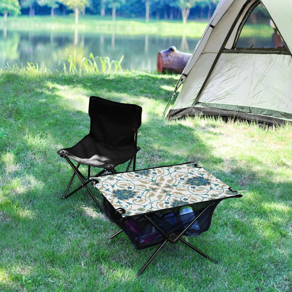 Indian Print Camping Folding Table Portable Beach Table with Sizetorage Bag Compact Picnic Table for Outdoor Travel Fishing BBQ