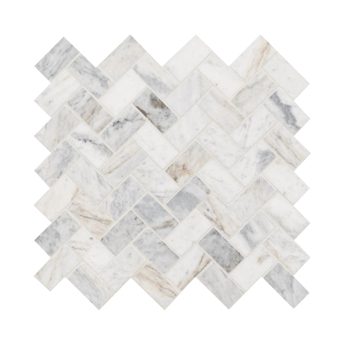 MSizeI Capri Blue Herringbone 12 in. X 12 in. Honed Mosaic Marble Floor And Wall Tile