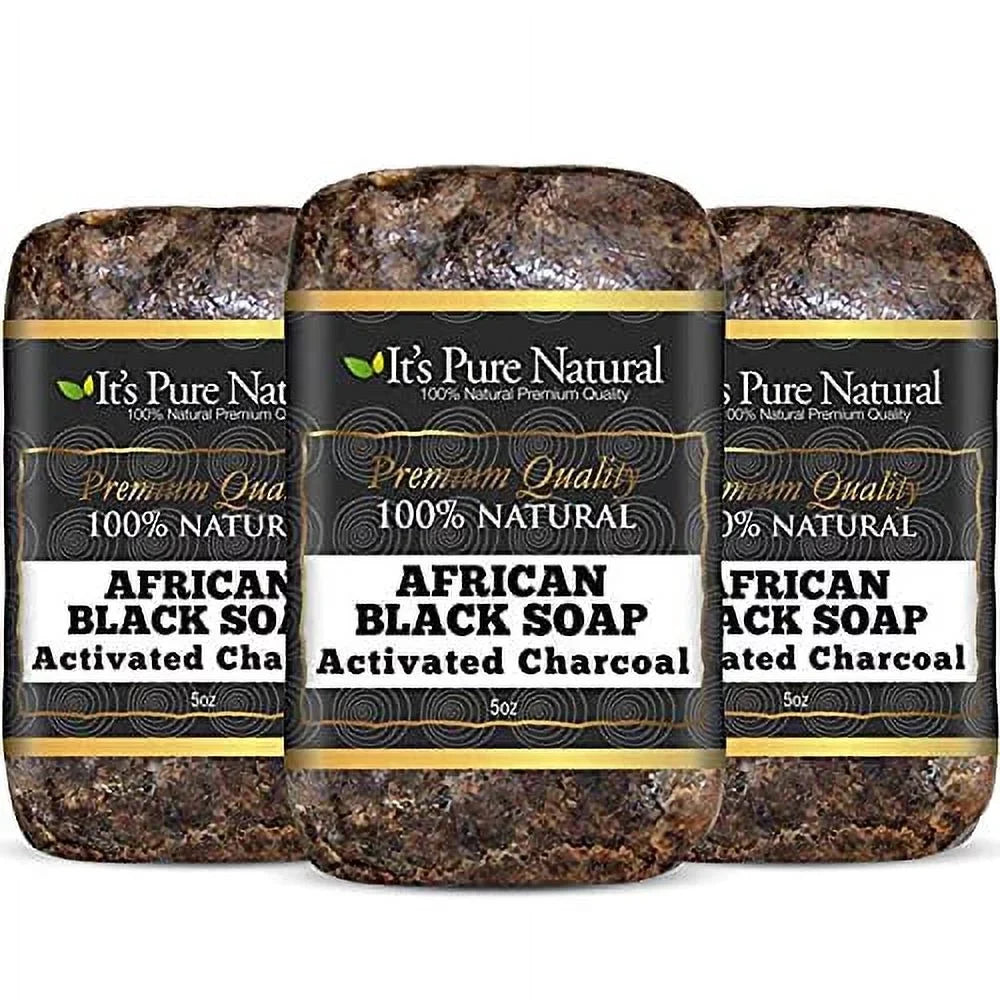 It’s Pure Natural African Black Sizeoap Bars with Activated Charcoal, 5 oz, 6 Pack